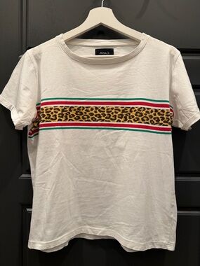AyGiLL's White Tee with Leopard Stripe Detail